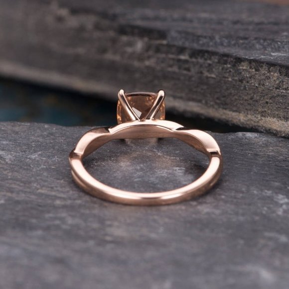 Rose Gold Square Cute Romantic Stone Ring for Women, VIP231 - Picture 6 of 8
